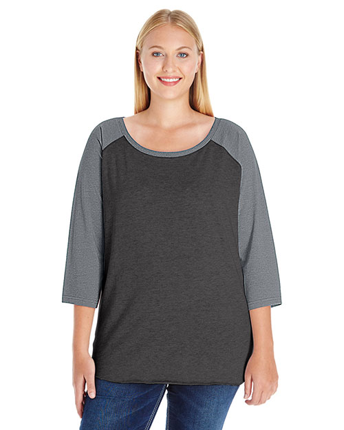 LAT 3830 Women Curvy Baseball T-Shirt at GotApparel