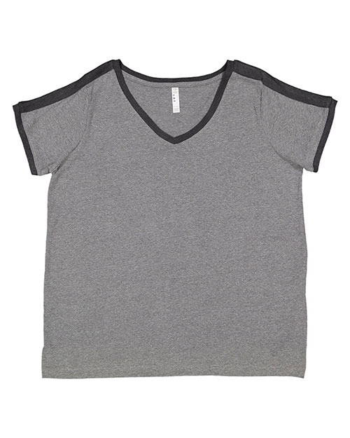 LAT 3832 Women Curvy Soccer Ringer T-Shirt at GotApparel