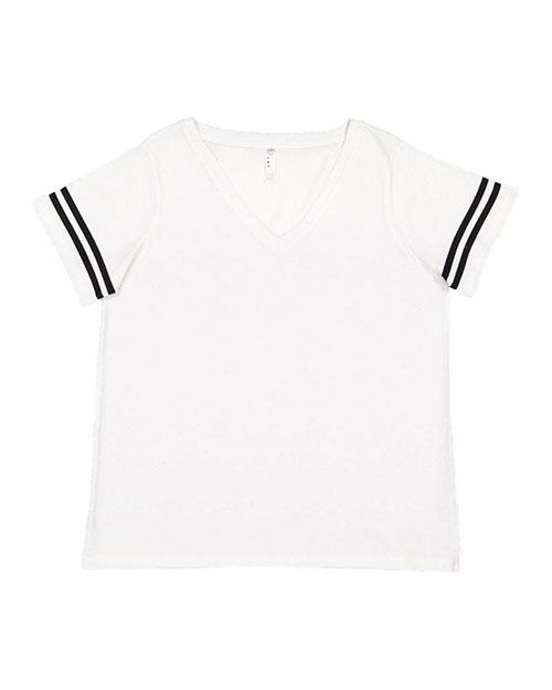 LAT 3837 Ladies Curvy Football T-Shirt at GotApparel