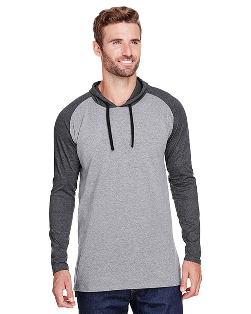 LAT 6917 Men 4.5 oz Hooded Raglan Long-Sleeve T-Shirt at GotApparel