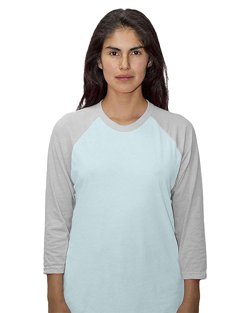 Los Angeles Apparel FF53 Unisex USA-Made Three Quarter Sleeve Raglan Baseball T-Shirt at GotApparel