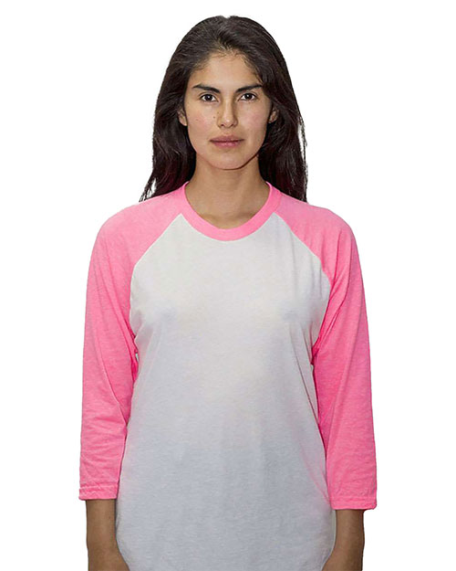 Los Angeles Apparel FF53 Unisex USA-Made Three Quarter Sleeve Raglan Baseball T-Shirt at GotApparel