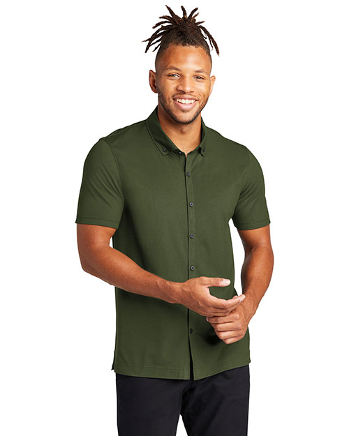 Mercer+Mettle Stretch Pique Full-Button Polo MM1006 at GotApparel