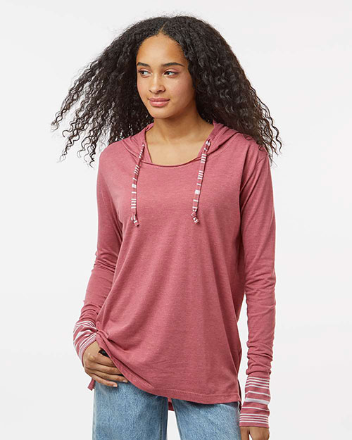 MV Sport W19439 Women's Heathered Jersey Hooded Tunic at GotApparel