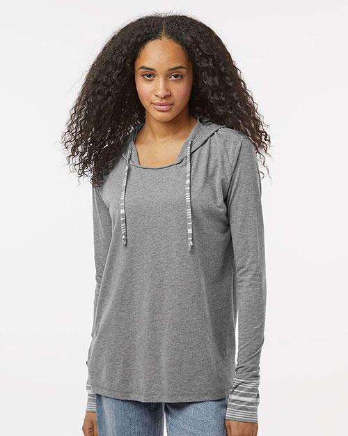 MV Sport W19439 Women's Heathered Jersey Hooded Tunic at GotApparel