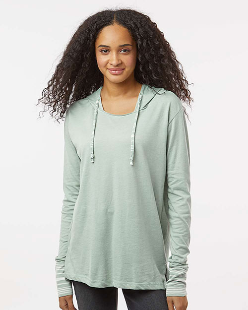 MV Sport W19439 Women's Heathered Jersey Hooded Tunic at GotApparel