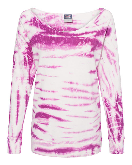 MV Sport W20173 Women's French Terry Off-the-Shoulder Tie-Dyed Sweatshirt at GotApparel