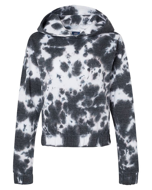 MV Sport W23718 Women 's Sueded Fleece Tie-Dyed Crop Hooded Sweatshirt at GotApparel