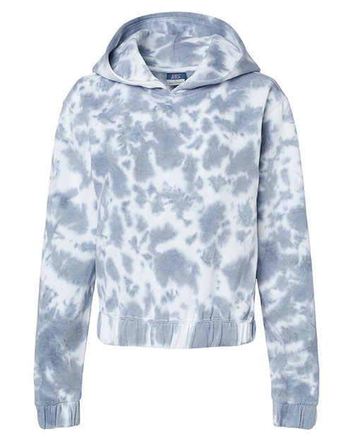 MV Sport W23718 Women 's Sueded Fleece Tie-Dyed Crop Hooded Sweatshirt at GotApparel