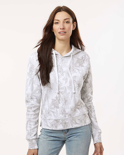 MV Sport W24105 Women's Maddie Floral Print Hooded Sweatshirt at GotApparel