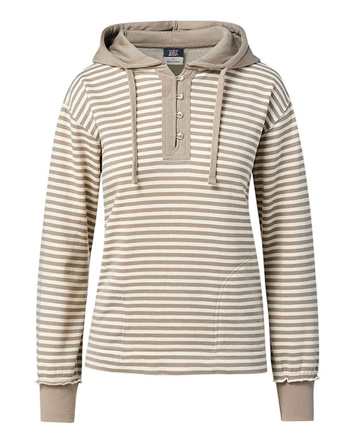 MV Sport W24128 Women's Alina Henley Hooded Sweatshirt at GotApparel