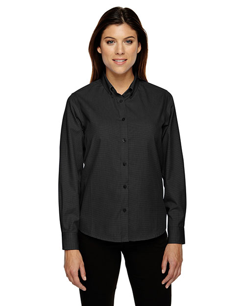 North End 77040 Women Echelon Wrinkle Resistant Cotton Blend Houndstooth Taped Shirt at GotApparel