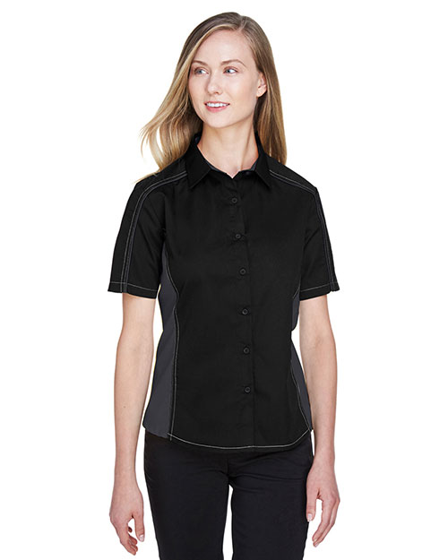 North End 77042 Women Fuse Colorblock Twill Shirt at GotApparel