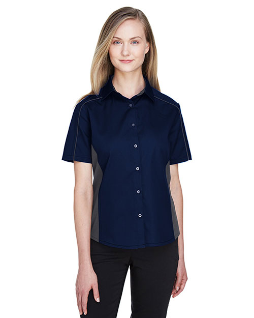 North End 77042 Women Fuse Colorblock Twill Shirt at GotApparel