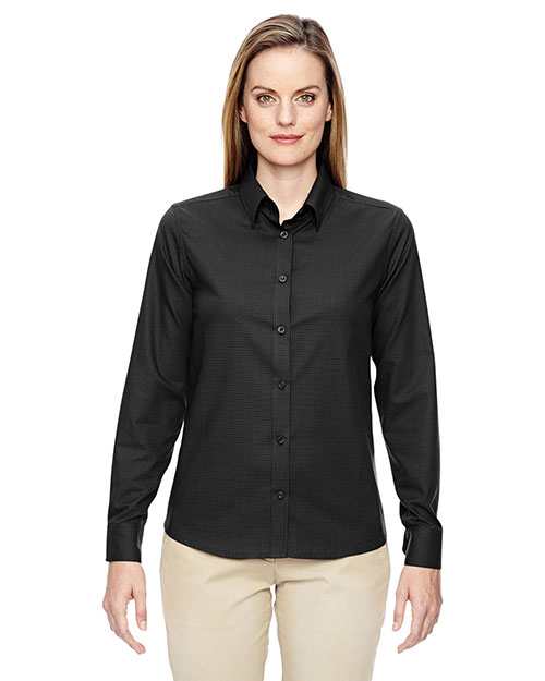 North End 77043 Women Paramount Wrinkle-Resistant Cotton Blend Twill Checkered Shirt at GotApparel
