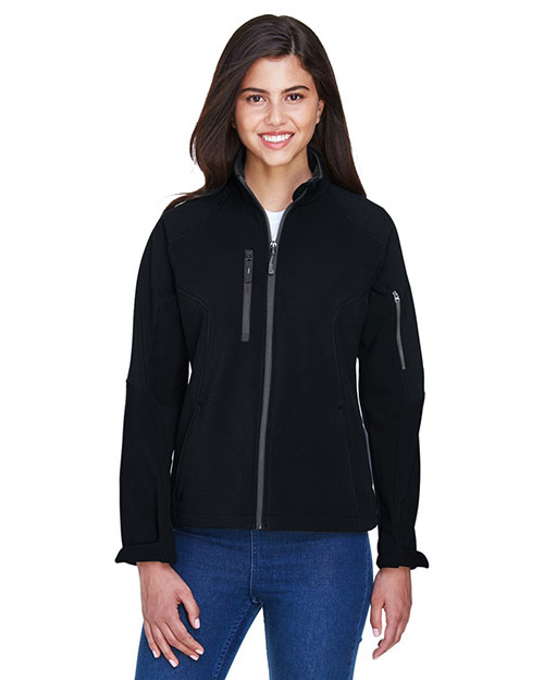 North End 78077 Women Compass Colorblock Three-Layer Fleece Bonded Soft Shell Jacket at GotApparel