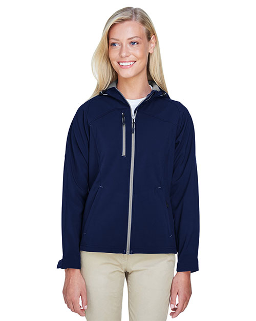 North End 78166 Women Prospect Two-Layer Fleece Bonded Soft Shell Hooded Jacket at GotApparel