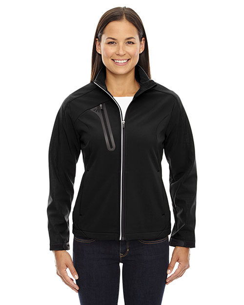 North End 78176 Women Terrain Colorblock Soft Shell with Embossed Print at GotApparel
