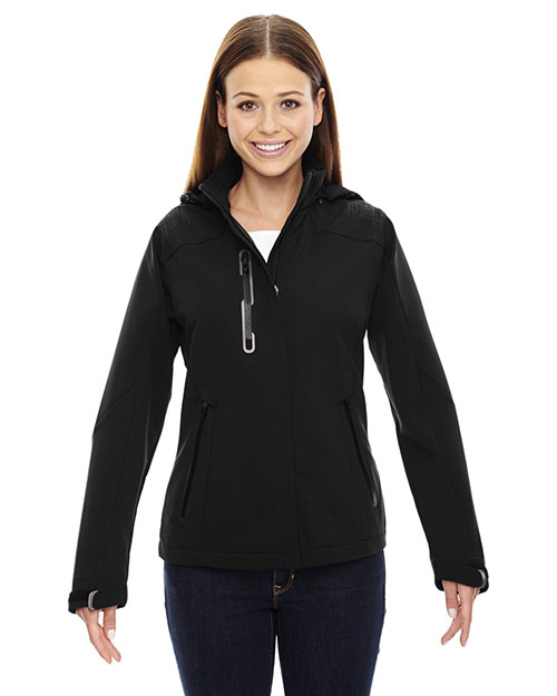 North End 78665 Women Axis Soft Shell Jacket with Print Graphic Accents at GotApparel