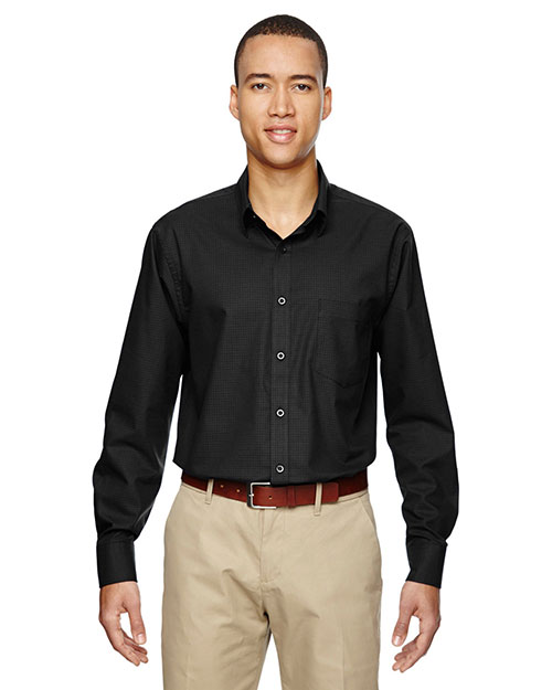 North End 87043 Men Paramount Wrinkle-Resistant Cotton Blend Twill Checkered Shirt at GotApparel