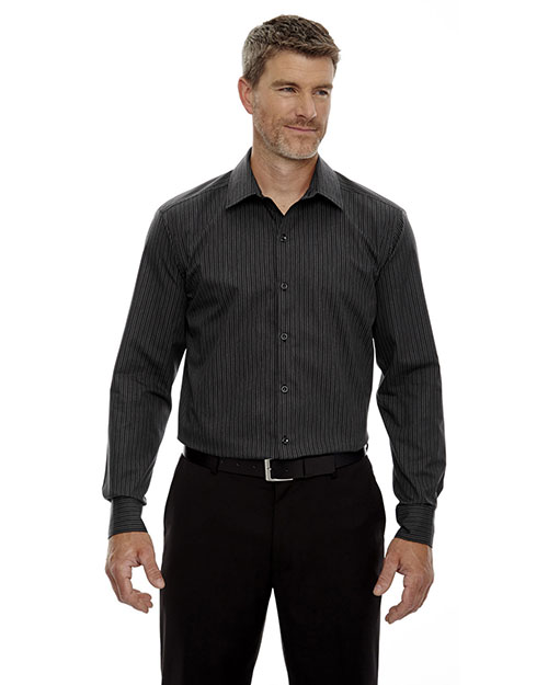 North End 88674 Men Boardwalk Wrinkle-Free Two-Ply 80s Cotton Striped Tape Shirt at GotApparel
