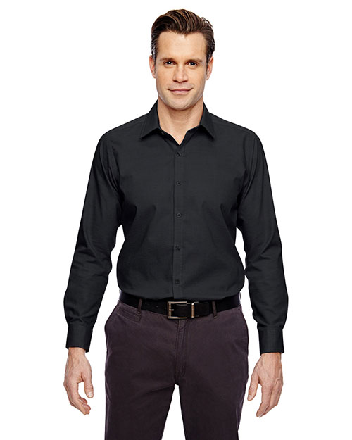 North End 88690 Men Precise Wrinkle-Free Two-Ply 80s Cotton Dobby Taped Shirt at GotApparel