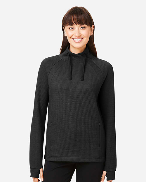 North End NE200W Women's Rhythm Waffle Cross-Neck Pullover at GotApparel