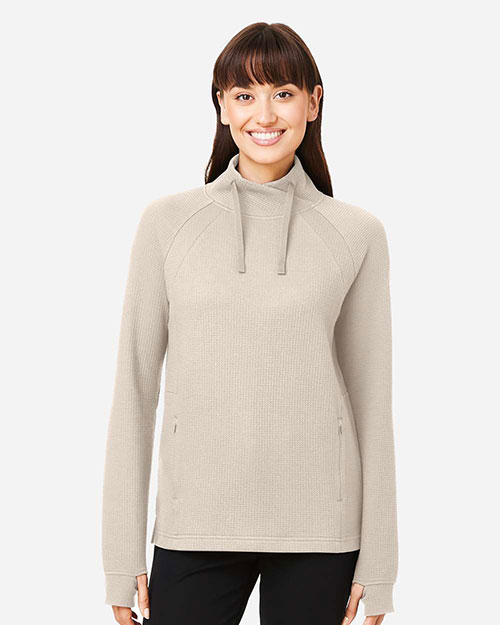 North End NE200W Women's Rhythm Waffle Cross-Neck Pullover at GotApparel