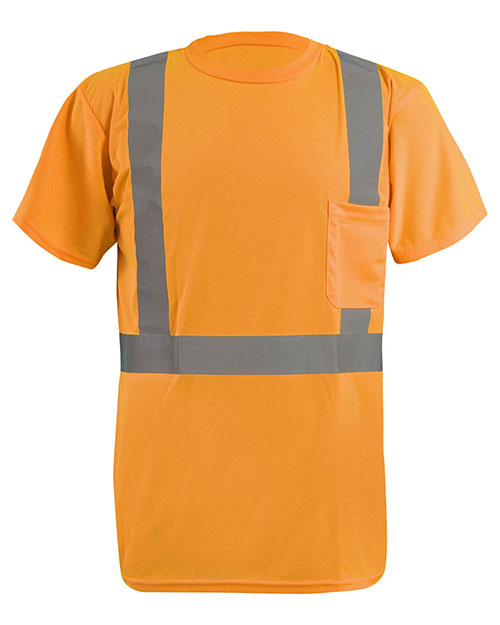 OccuNomix LXSSETP Men LUX-SSETP2B-Orange and Yellow Sizes Reflective Pocket T-Shirt at GotApparel