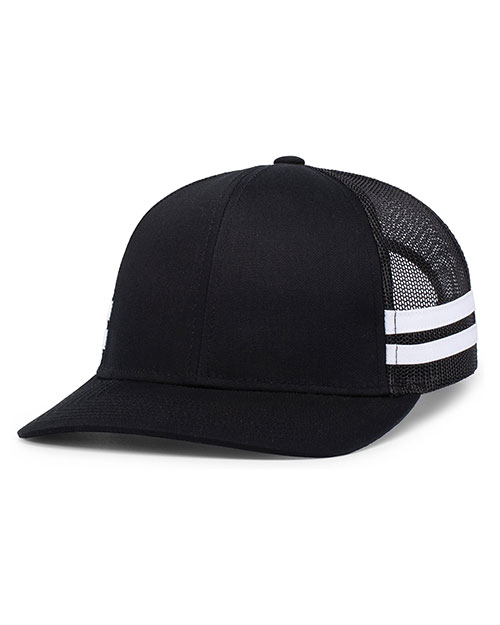 Pacific Headwear P115 Low-Profile Stripe Trucker Cap at GotApparel