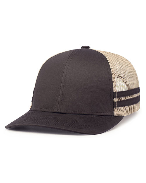 Pacific Headwear P115  Low-Profile Stripe Trucker Cap at GotApparel