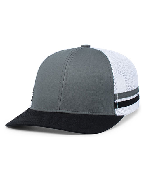 Pacific Headwear P115 Low-Profile Stripe Trucker Cap at GotApparel