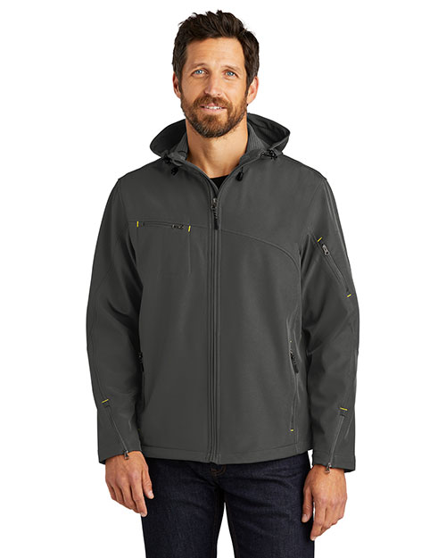 Port Authority J706 Men Textured Hooded Soft Shell Jacket at GotApparel