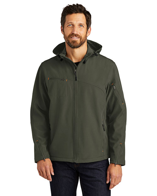 Port Authority J706 Men Textured Hooded Soft Shell Jacket at GotApparel