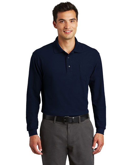Port Authority K500LSP Men Long-Sleeve Silk Touch Polo With Pocket at GotApparel