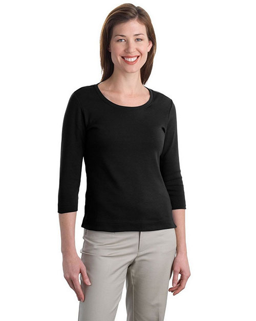 Port Authority L517 Women Cotton 3/4-Sleeve Scoop Neck Shirt at GotApparel