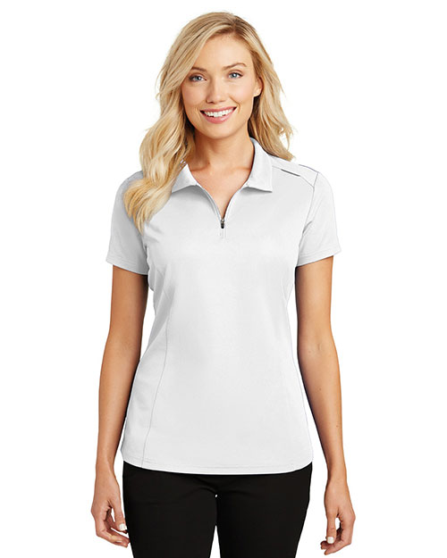 Port Authority L580 Women Pinpoint Mesh Zip Polo at GotApparel