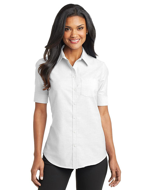 Port Authority L659 Women Short-Sleeve Superpro Oxford Shirt at GotApparel