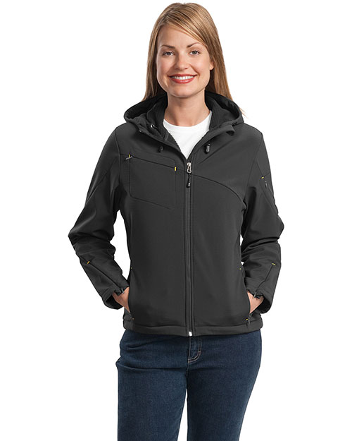 Port Authority L706 Women Textured Hooded Soft Shell Jacket ...