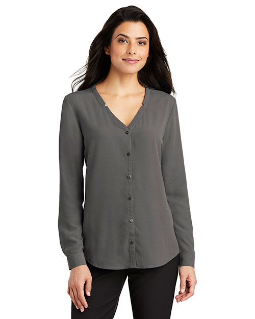 Port Authority LW700 Ladies 4.1 oz Long Sleeve Button-Front Blouse at GotApparel