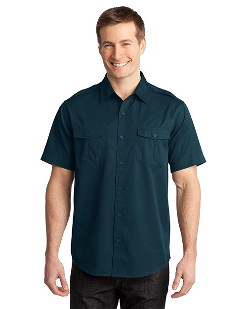 Port Authority S648 Men Stain-Resistant Short-Sleeve Twill Shirt at GotApparel