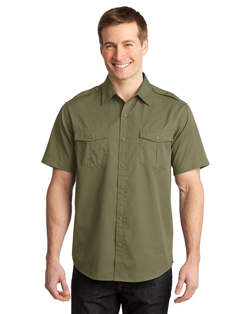 Port Authority S648 Men Stain-Resistant Short-Sleeve Twill Shirt at GotApparel
