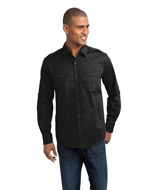 Port Authority S649 Men Stain-Resistant Roll Sleeve Twill Shirt at GotApparel