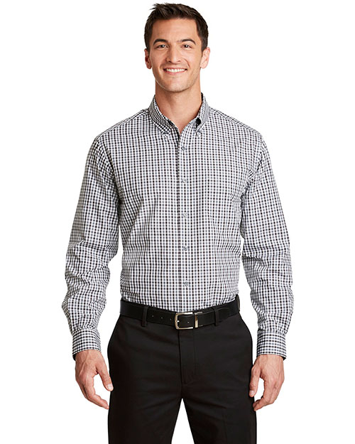 Port Authority S654 Men Long-Sleeve Gingham Easy Care Shirt at GotApparel