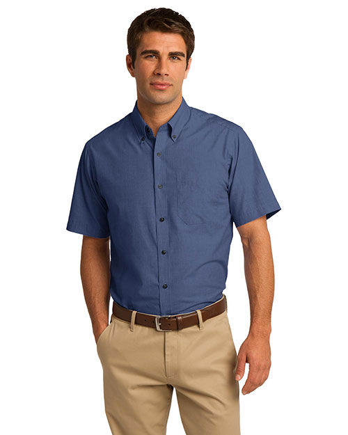 Port Authority S656 Men Short-Sleeve Crosshatch Easy Care Shirt at GotApparel