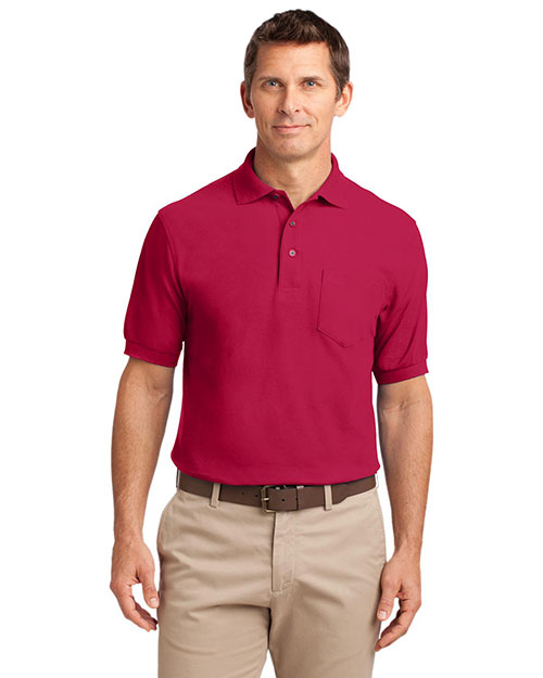 Port Authority TLK500P Men Tall Silk Touch  Polo With Pocket at GotApparel