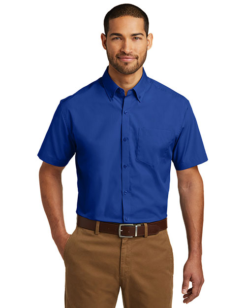 Port Authority W101 Men Sleeve Carefree Poplin Shirt at GotApparel