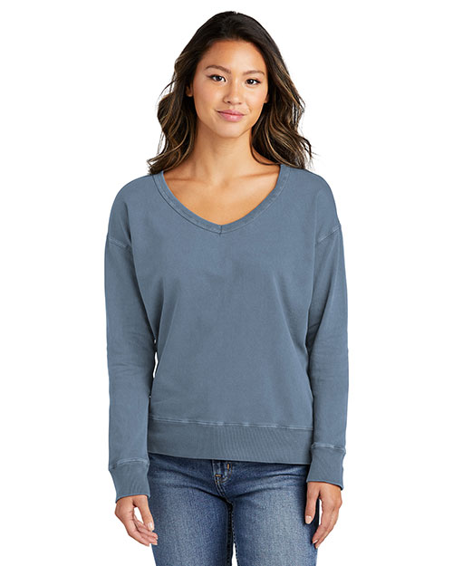 Port & Company Ladies Beach Wash Garment-Dyed V-Neck Sweatshirt LPC098V at GotApparel