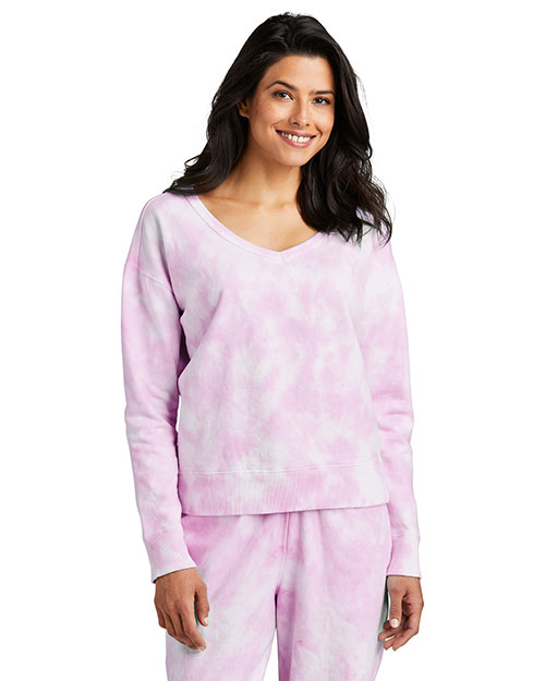 Port & Company Ladies Beach Wash Cloud Tie-Dye V-Neck Sweatshirt LPC140V at GotApparel