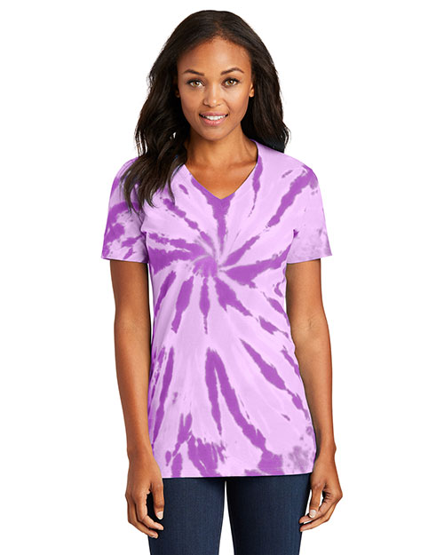 Port & Company LPC147V Women Tie-Dye V-Neck Tee at GotApparel